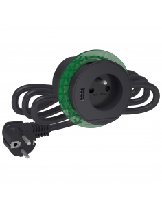 Bloc de prise Unica System+ à encastrer XS 2P+T + USB A câble 2m anthra SCHNEIDER INS44007