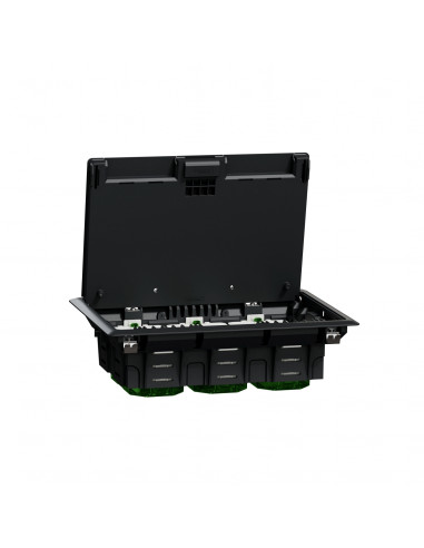 Unica System+ Boîtier de sol L 3x4mod ou 6 postes plastique IK08 IP20 SCHNEIDER INS52122
