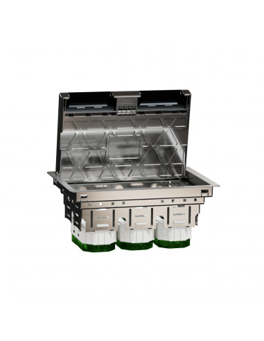 Unica System+ Boîtier de sol L 3x4mod ou 6 postes métal IK09 IP20 SCHNEIDER INS52123