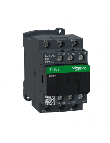 Contacteur TeSys LC1D 3 Pôles AC-3 440V 12A bobine 24Vcc SCHNEIDER LC1D12BD