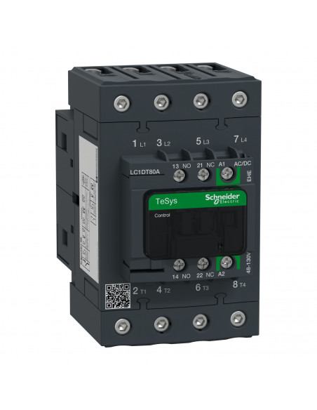 TeSys D Green contacteur 4P (4NO) 80A 48/130VCA/CC basse conso vis SCHNEIDER LC1DT80AEHE