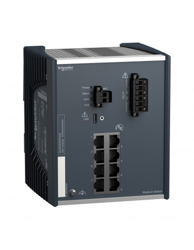 Modicon Switch administré 8 ports Gigabit cuivre Alimenté par Ethernet SCHNEIDER MCSESP083F23G0