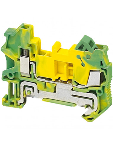 Borne hybride Vis-IDC conducteur de protection 2 points 1,5mm² vert/jaune SCHNEIDER NSYTRH12PE