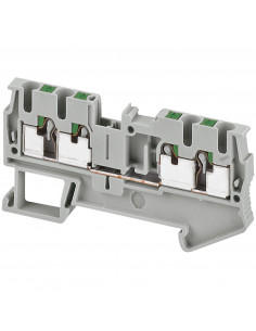 Borne push-in passant 4 points 2,5mm² gris SCHNEIDER NSYTRP24 2