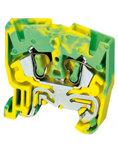 Borne à ressort mini pour rail DIN 15mm conduct. de protec. 2 pts 2,5mm² SCHNEIDER NSYTRR22MPE