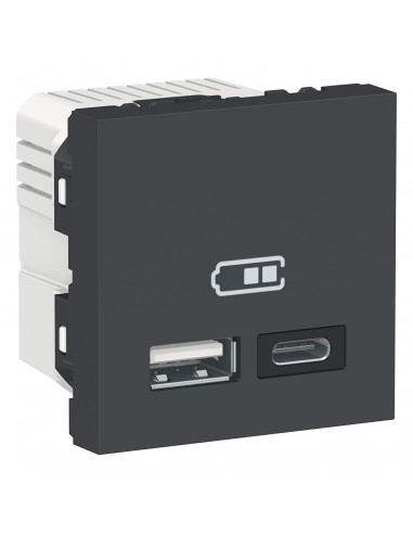 Unica chargeur USB double 5Vcc 2,4A type A+C 2 modul anthr méca seul SCHNEIDER NU301854