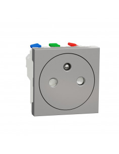 Unica prise 2P+T FR 90° affleurant raccord rapide Alu méca seul SCHNEIDER NU305230
