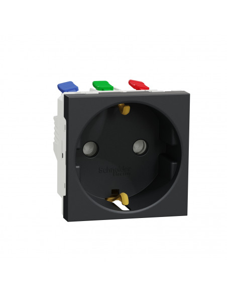 Unica prise 2P+T DE connexion rapide Anthracite méca seul SCHNEIDER NU305754