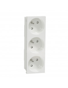 Unica prise triple 2P+T FR 45° Blanc méca seul SCHNEIDER NU307918