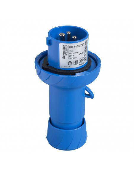 PratiKa fiche mobile industrielle droite 16 A 2P+T 200-250 V CA IP67 SCHNEIDER PKX16M723