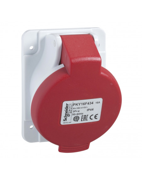 PratiKa socle de prise industrielle coudée 16 A 3P+T 380-415 V CA IP44 SCHNEIDER PKY16F434