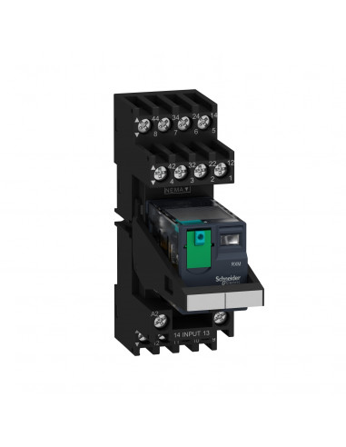 Zelio Relay RXM relais sur embase cont mixtes 4OF 6A test+DEL 24VDC SCHNEIDER RXM4AB2BDPVM