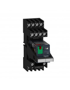 Zelio Relay RXM relais sur embase cont mixtes 4OF 6A test+DEL 230V SCHNEIDER RXM4AB2P7PVM
