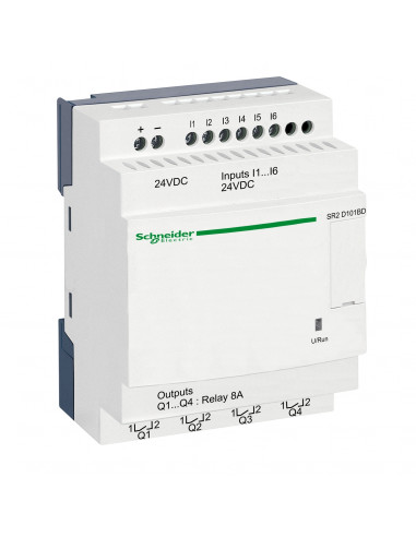 Zelio Logic relais intelligent compact 10 E/S 24Vcc ss horlog ss affi. SCHNEIDER SR2D101BD