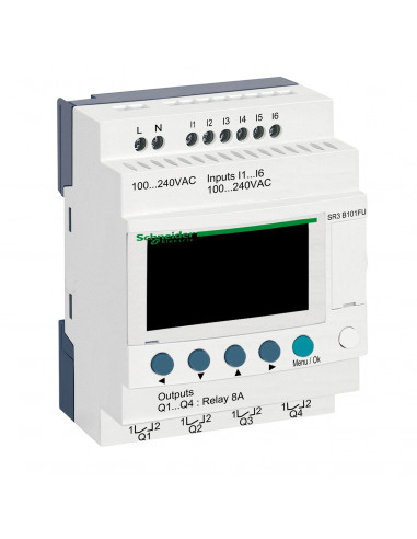 Zelio Logic relais intelligent modul.- 10 E/S 100..240Vca horl.- affichage SCHNEIDER SR3B101FU