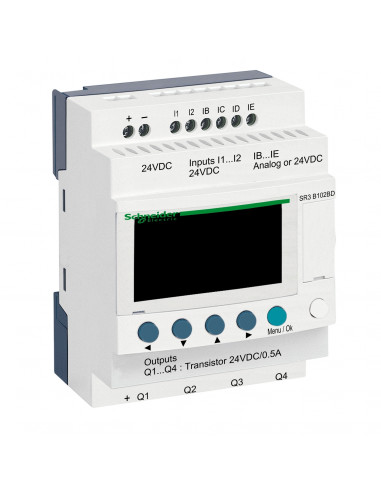 Zelio Logic relais intelligent modul.- 10 E/S 24Vcc horloge affichage SCHNEIDER SR3B102BD