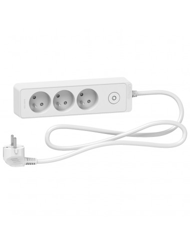 Odace Rallonge multiprises 3 prises 2P+T blanche 1,5m SCHNEIDER ST9331W