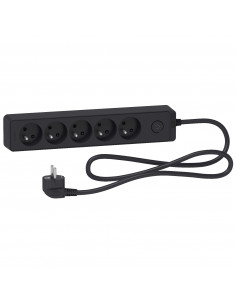Odace Rallonge multiprises 5 prises 2P+T anthracite 1,5m SCHNEIDER ST9351B