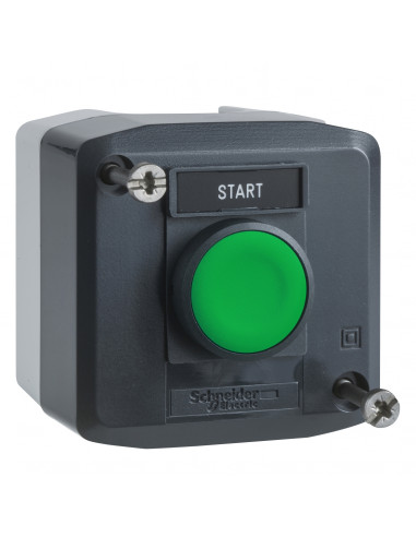 Harmony boite 1 bouton poussoir vert affleurant diam. 22 1F Start SCHNEIDER XALD101H29