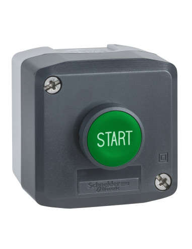 Harmony boite 1 bouton poussoir vert affleurant diam. 22 1F Start SCHNEIDER XALD103