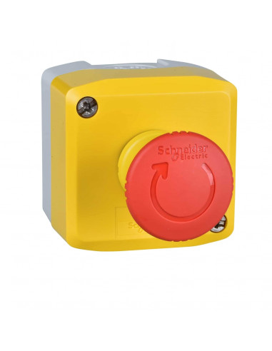 Harmony XAL boite jaune arrêt urgence rouge pousser tourner 1O diam. 40 SCHNEIDER XALK178