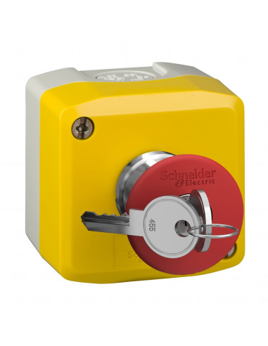Harmony XAL boite jaune arrêt urgence rouge pouss tourner à clé 1O diam. 40 SCHNEIDER XALK188
