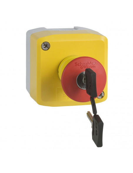 Harmony XAL boite jaune arrêt urgen rouge pouss tourn à clé 1F+1O diam. 40 SCHNEIDER XALK188E