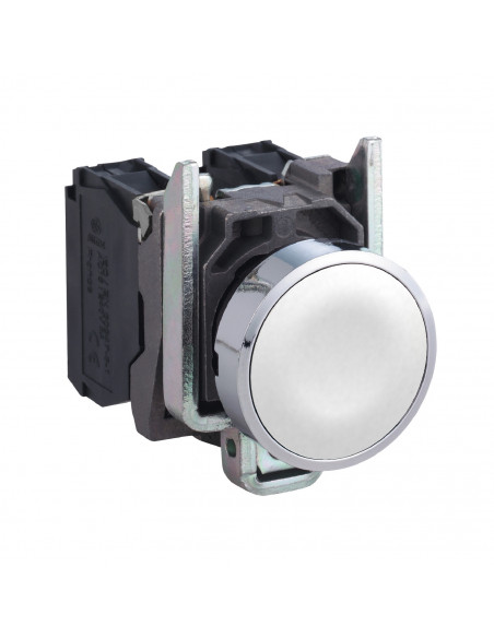 Harmony XB4 bouton poussoir à impulsion diam. 22 blanc 1F vis étrier SCHNEIDER XB4BA11