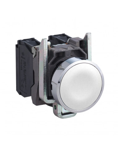 Harmony XB4 bouton poussoir à impulsion diam. 22 blanc 1F vis étrier SCHNEIDER XB4BA11