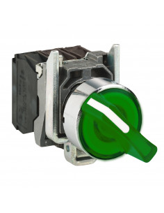 Harmony XB4 bouton à manette lumin diam. 22 2 pos fix vert 1O+1F 24V SCHNEIDER XB4BK123B5