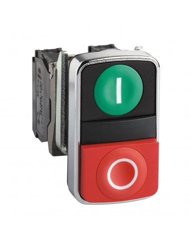 Harmony bt-pous diam. 22 double touche ressort de rappel vert + rouge IP66 IP69 K SCHNEIDER XB4BL73415