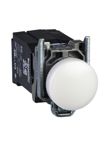 Harmony XB4 voyant lumineux DEL diam. 22 blanc alim transfo 400V vis étrier SCHNEIDER XB4BV5B1