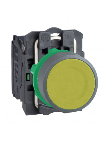 Harmony XB5 bouton poussoir à impulsion diam. 22 col grise jaune 1F vis SCHNEIDER XB5AA51C0