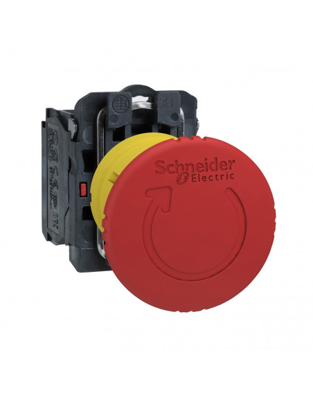 Harmony XB5 bouton arrêt urgence diam. 40 pousser tourner rouge 1O vis SCHNEIDER XB5AS8442