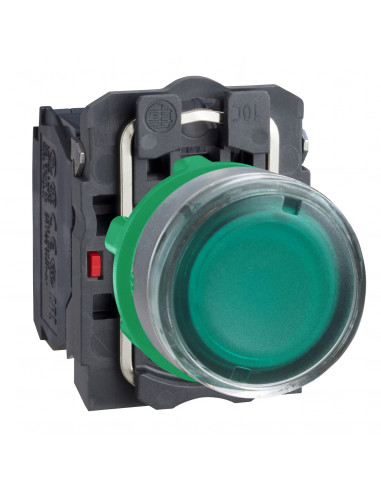 Harmony XB5 bouton poussoir lumin DEL diam. 22 col grise vert 1O+1F 24V SCHNEIDER XB5AW33B5C0