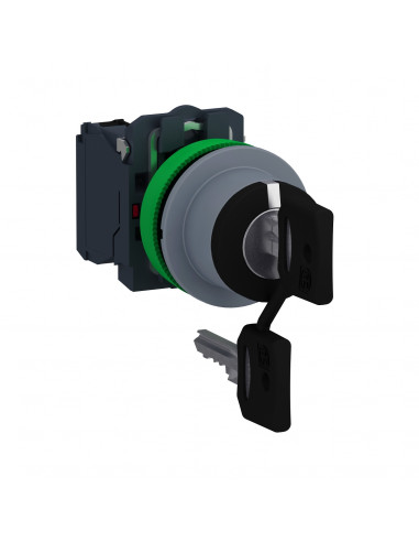 Harmony XB5 bouton tourn clé455 diam. 22 col flush grise 3 pos retr C 2F SCHNEIDER XB5FG33C0