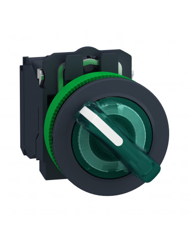 Harmony XB5 bouton à man lumin flush 2 pos fix vert 1O+1F 24V SCHNEIDER XB5FK123B5