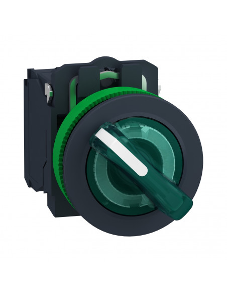 Harmony XB5 bouton à man lumin flush 2 pos fix vert 1O+1F 24V SCHNEIDER XB5FK123B5