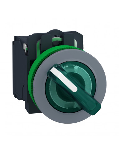 Harmony XB5 bouton tourn lum diam. 22 flush 2 pos fix vert 1O+1F 24V SCHNEIDER XB5FK123B5C0