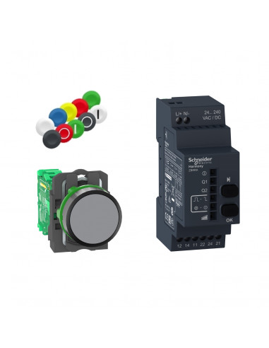 Pack sans pile & sans fil Harmony diam.22mm récepteur programmable 24-240Vac SCHNEIDER XB5RFA02