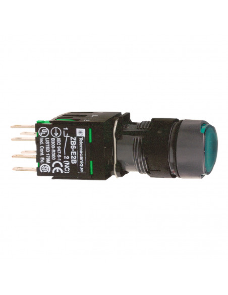 Harmony XB6 bouton-pous. lum. complet tête ronde vert diam. 16 24V 1F SCHNEIDER XB6AF3B1B