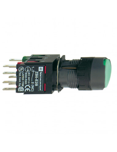 Harmony XB6 bouton-pous. lum. complet tête ronde vert diam. 16 24V 1O+1F SCHNEIDER XB6AF3B5B