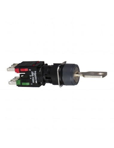Harmony XB6 bouton tournant noir diam. 16mm à serrure 2 positions 1O+1F SCHNEIDER XB6AGC5B
