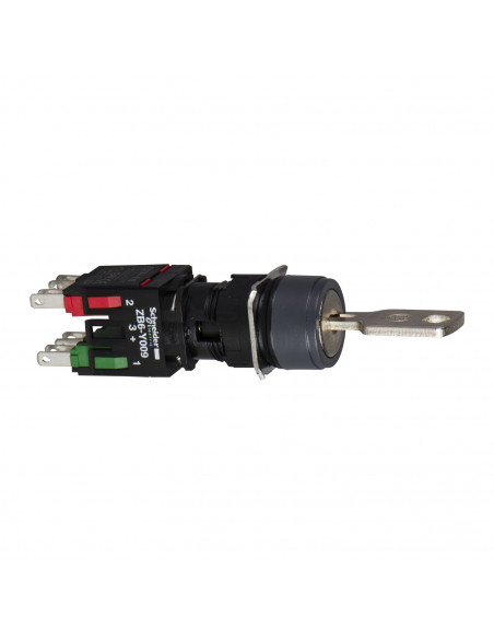 Harmony XB6 bouton tournant noir diam. 16mm à serrure 2 positions 1O+1F SCHNEIDER XB6AGC5B