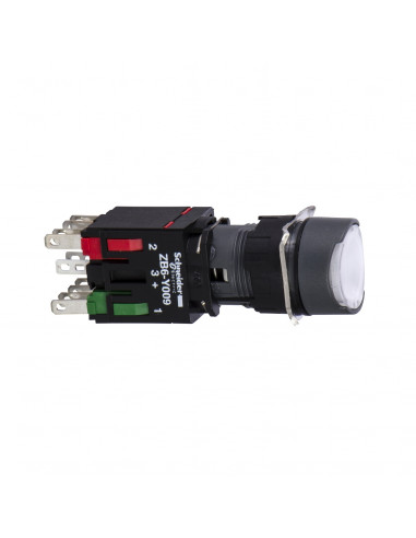 Harmony XB6 bouton-pous. lum. diam. 16mm à imp. affleurant 24V 1O+1F -blanc SCHNEIDER XB6AW1B5B