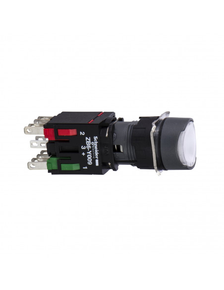 Harmony XB6 bouton-pous. lum. diam. 16mm à imp. affleurant 24V 1O+1F -blanc SCHNEIDER XB6AW1B5B