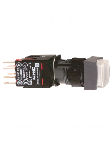Harmony XB6 bouton-pous. lum. diam. 16mm à imp. dépassant 24V 1O+1F blanc SCHNEIDER XB6CE1B5B