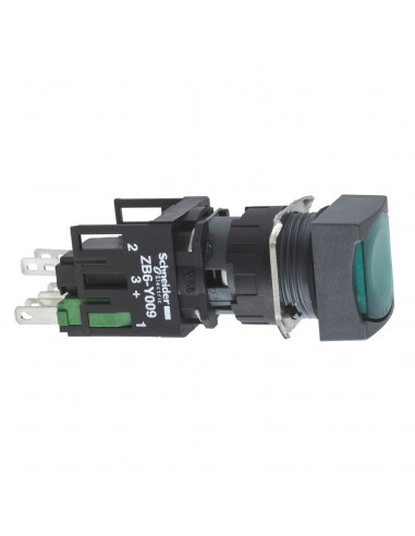Harmony XB6 bouton-pous. lum. diam. 16mm à imp. affleurant 24V 1F vert SCHNEIDER XB6CW3B1B