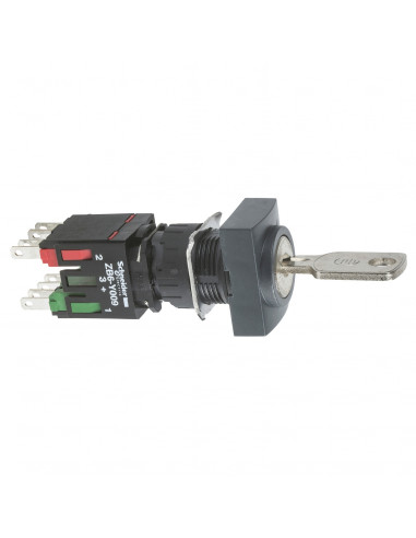 Harmony XB6 bouton tournant noir diam. 16mm à serrure 2 positions 1O+1F SCHNEIDER XB6DGC5B