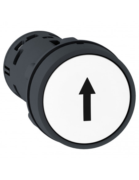 Harmony bouton-poussoir affleurant diam. 22 blanc 1O+1F noir Flèche haute SCHNEIDER XB7NA15341